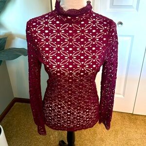 🔥Free People Burgundy Lace Top